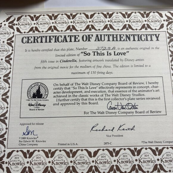 Knowles 1988 Disney Cinderella Collectors Plate So This Is Love Box Princess - Picture 3 of 11